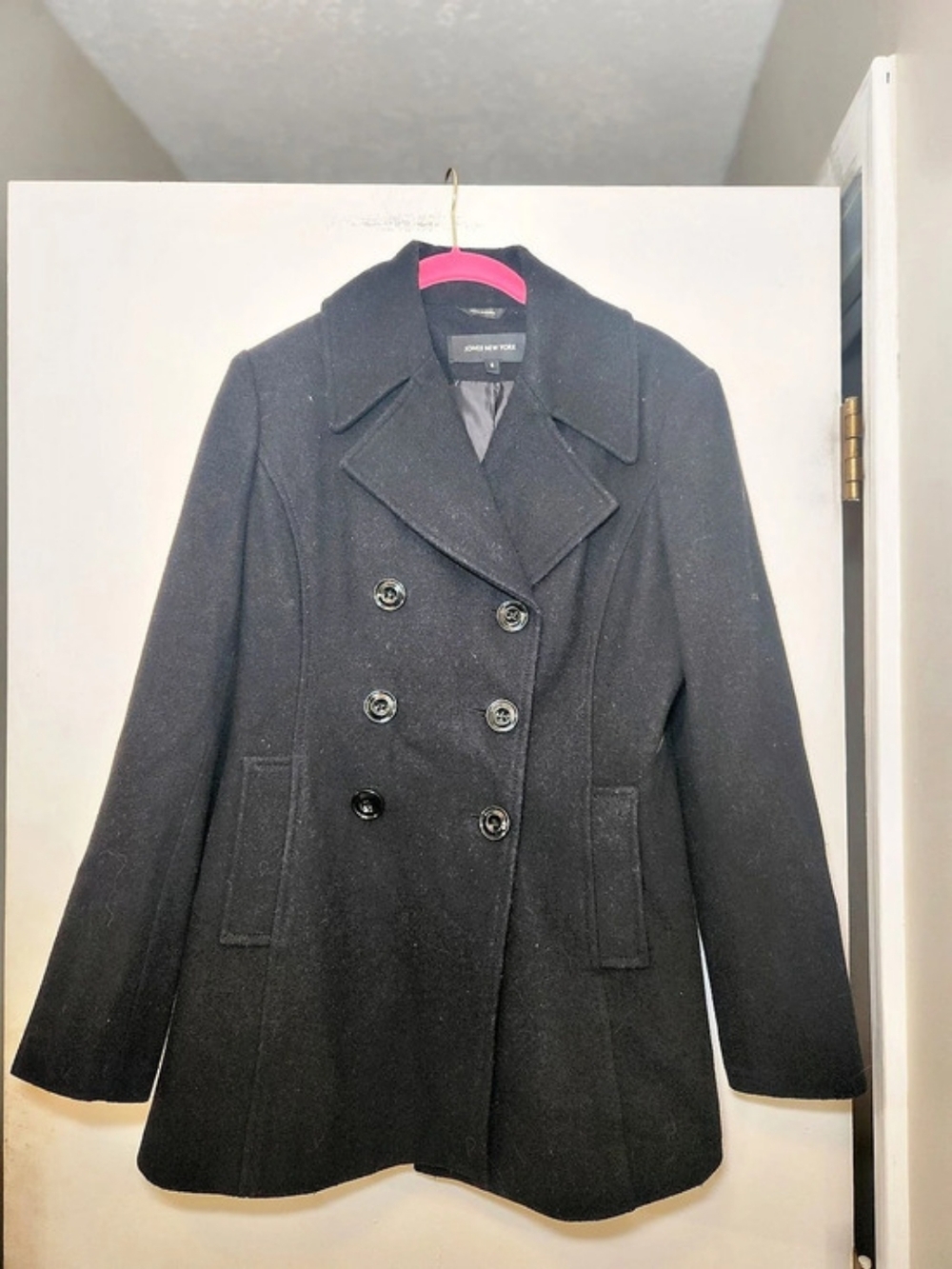 Jones New York Wool Blend Pea Coat Black Size 6